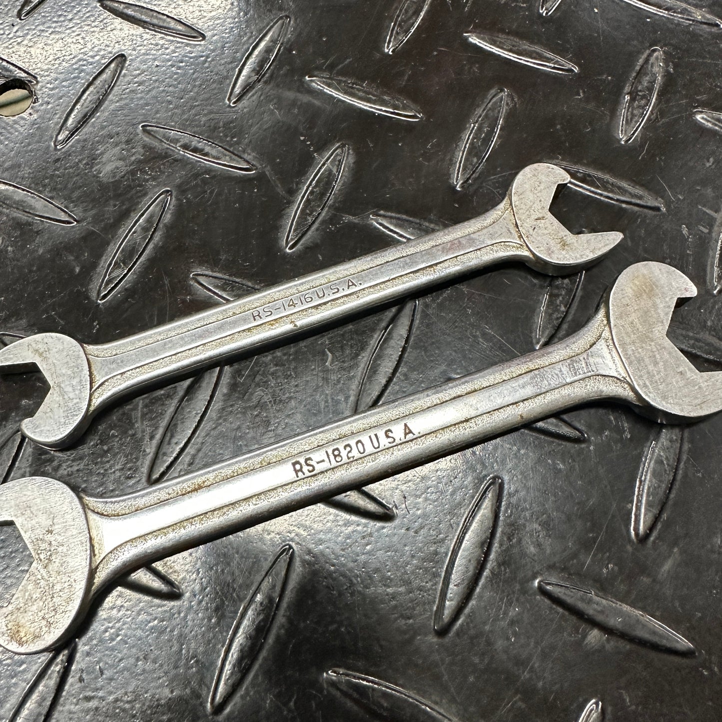 Snap-On SAE Speed Wrenches 2pc Set 7/16" - 5/8" RS1416 RS1820 1980s Underline