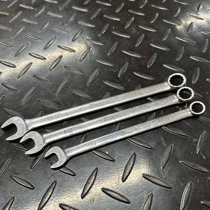 Snap-On SAE Combo Wrench Set 3pc 7/16 1/2 9/16 OEX 1990s Vintage