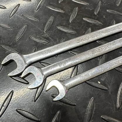 Snap-On SAE Combo Wrench Set 3pc 7/16 1/2 9/16 OEX 1990s Vintage