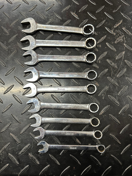 Snap-On Metric Stubby Combo Wrench Set 9pc 11-19mm OEXM 1980s Underline Vintage