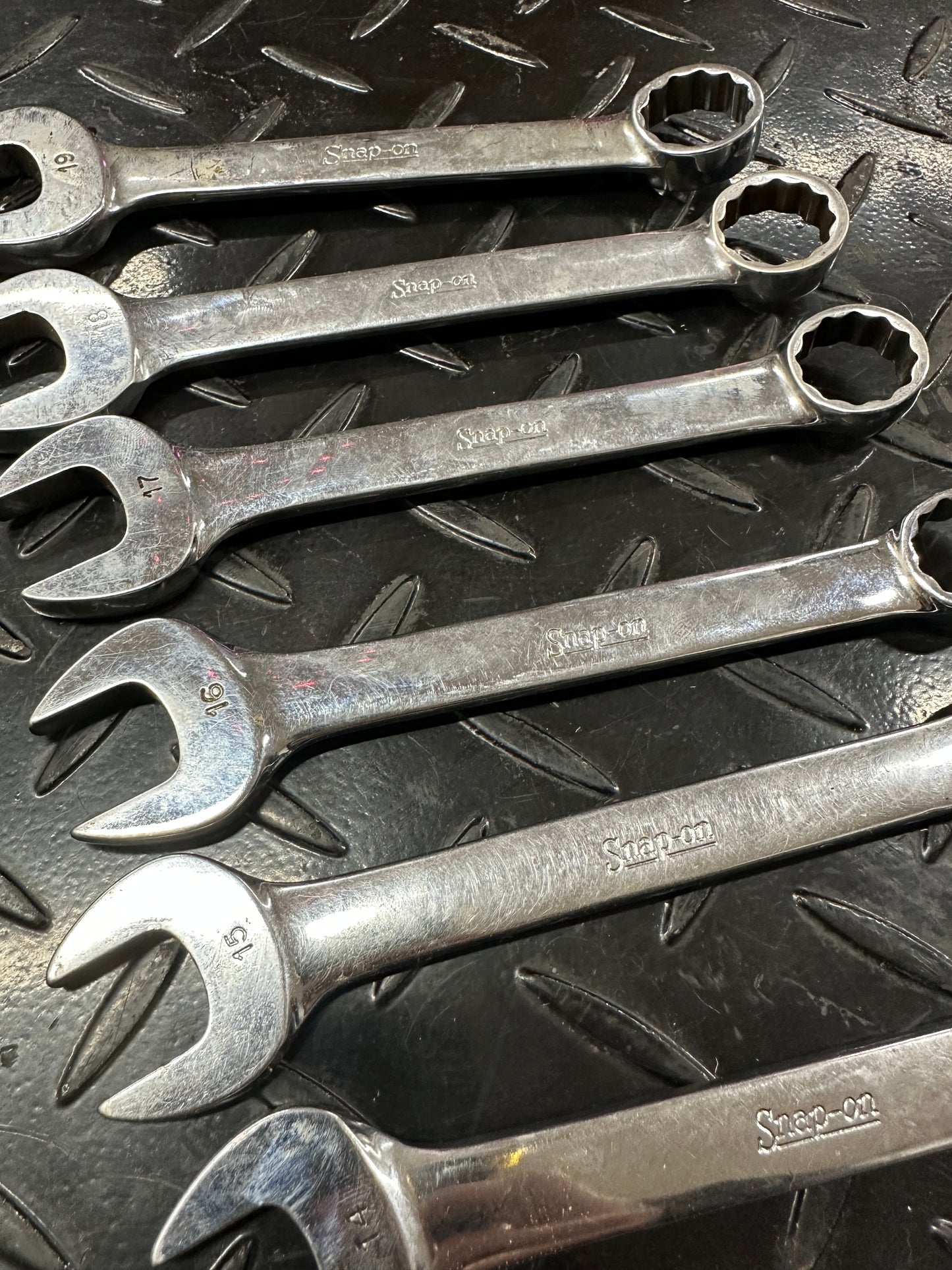 Snap-On Metric Stubby Combo Wrench Set 9pc 11-19mm OEXM 1980s Underline Vintage