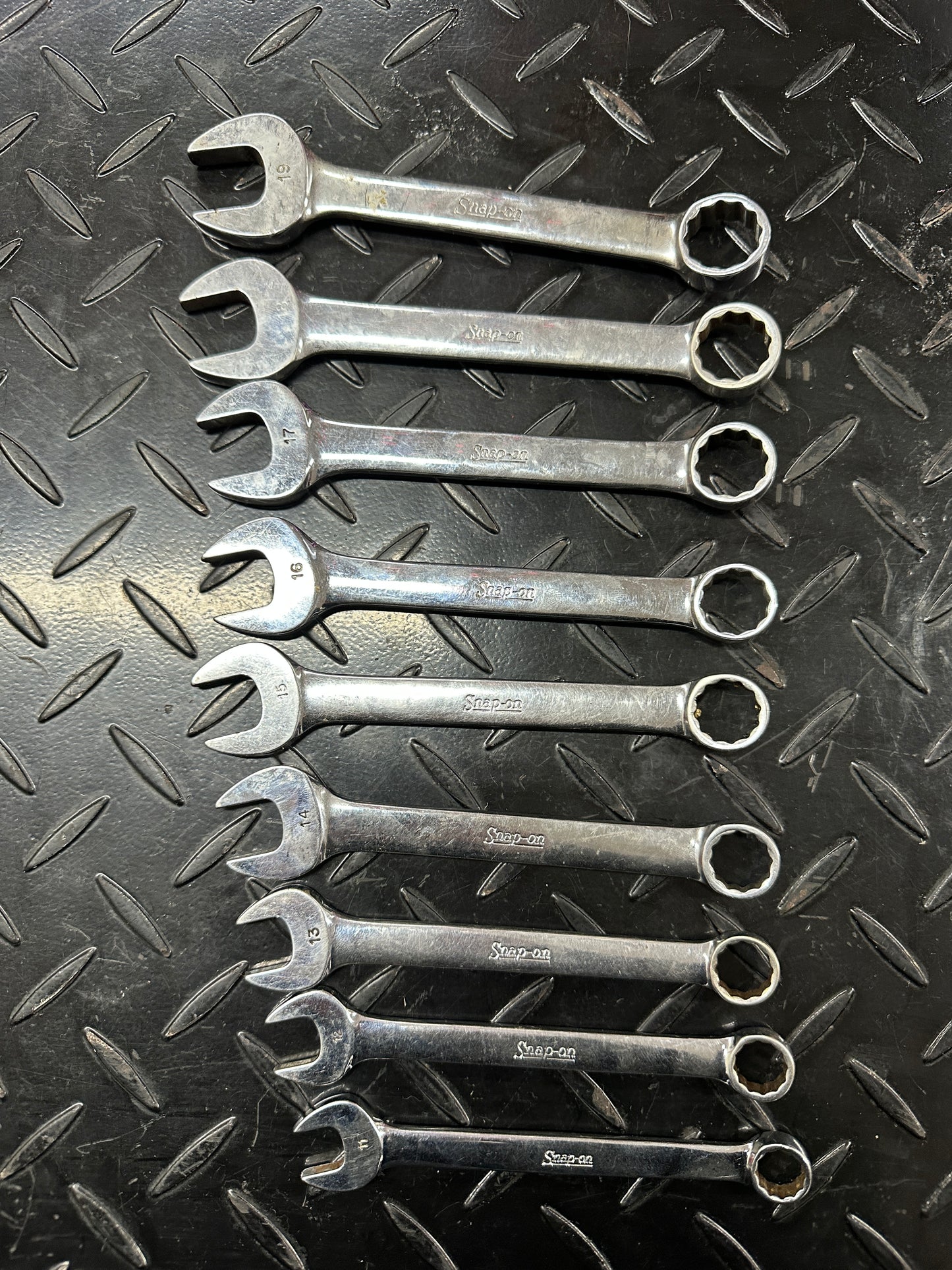 Snap-On Metric Stubby Combo Wrench Set 9pc 11-19mm OEXM 1980s Underline Vintage