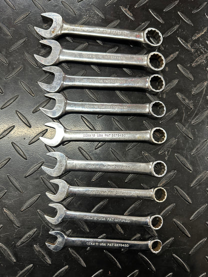 Snap-On Metric Stubby Combo Wrench Set 9pc 11-19mm OEXM 1980s Underline Vintage