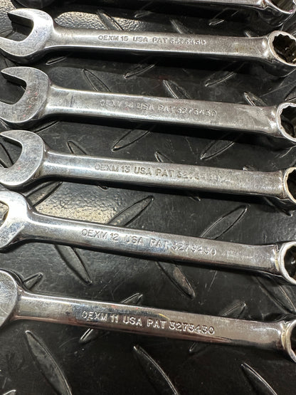 Snap-On Metric Stubby Combo Wrench Set 9pc 11-19mm OEXM 1980s Underline Vintage