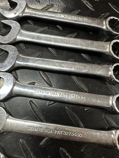 Snap-On Metric Stubby Combo Wrench Set 9pc 11-19mm OEXM 1980s Underline Vintage
