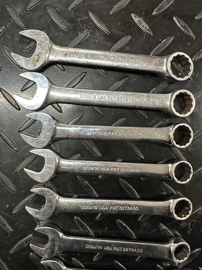 Snap-On Metric Stubby Combo Wrench Set 9pc 11-19mm OEXM 1980s Underline Vintage