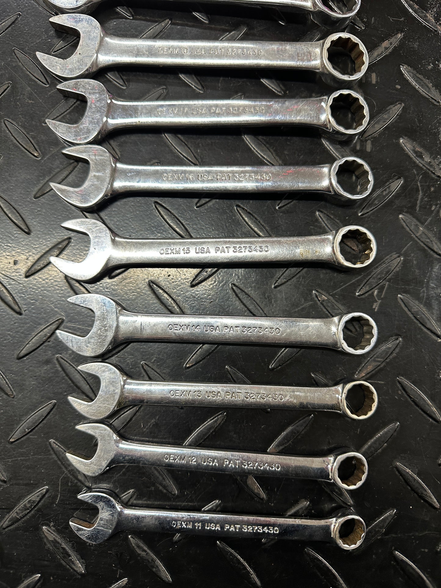 Snap-On Metric Stubby Combo Wrench Set 9pc 11-19mm OEXM 1980s Underline Vintage
