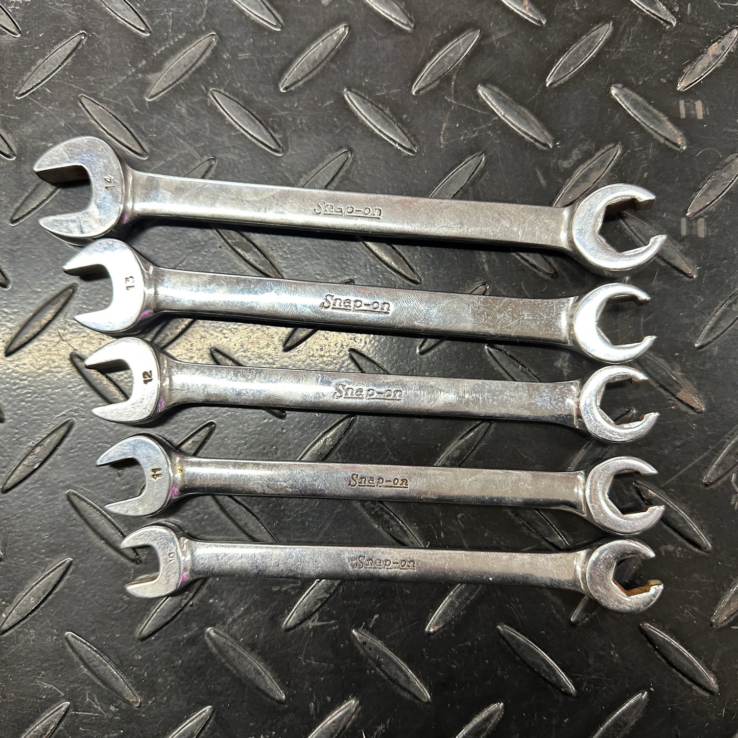 Snap-On Metric Flare Nut Wrench 5pc Set 10mm-14mm RXSM Vintage 1980s Underline