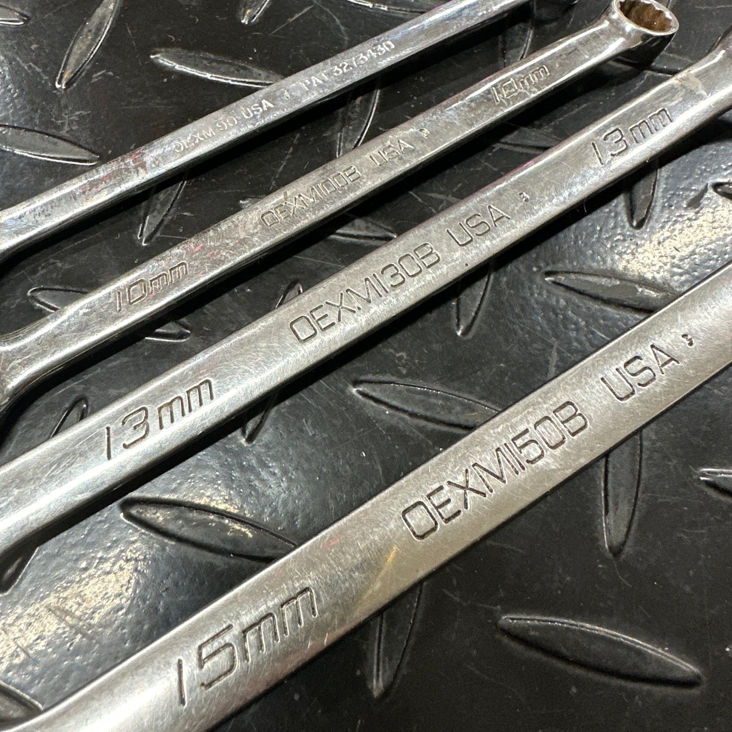 Snap-On Metric Long Combo Wrench Set 4pc 9mm 10mm 13mm 15mm mixed logo OEXM