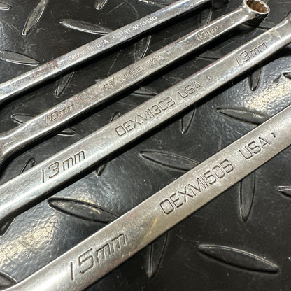 Snap-On Metric Long Combo Wrench Set 4pc 9mm 10mm 13mm 15mm mixed logo OEXM