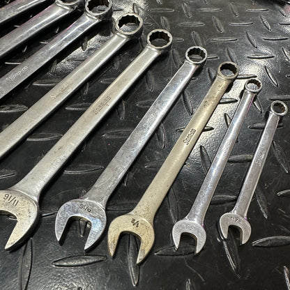 Snap-On SAE Combo Wrench Set 10pc 11/32 - 1" OEX Vintage 1980s Underline