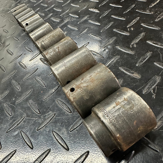 Snap-on 1/2 Drive SAE 6pt Impact Socket 12pc set 1/2" to 1-1/4" 1980s Underline
