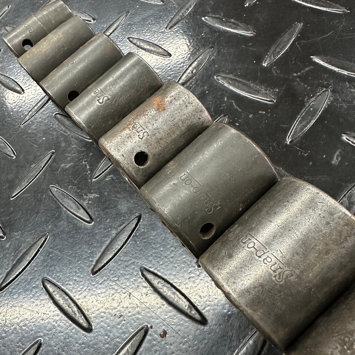 Snap-on 1/2 Drive SAE 6pt Impact Socket 12pc set 1/2" to 1-1/4" 1980s Underline