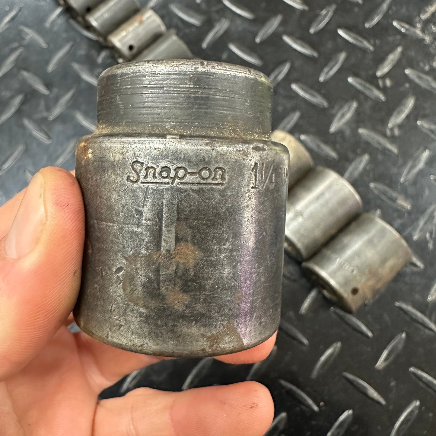 Snap-on 1/2 Drive SAE 6pt Impact Socket 12pc set 1/2" to 1-1/4" 1980s Underline