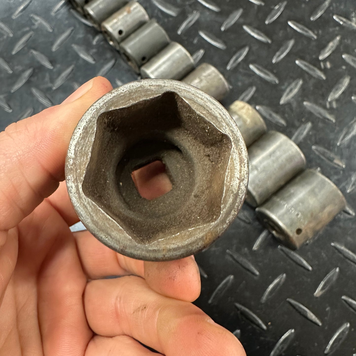 Snap-on 1/2 Drive SAE 6pt Impact Socket 12pc set 1/2" to 1-1/4" 1980s Underline