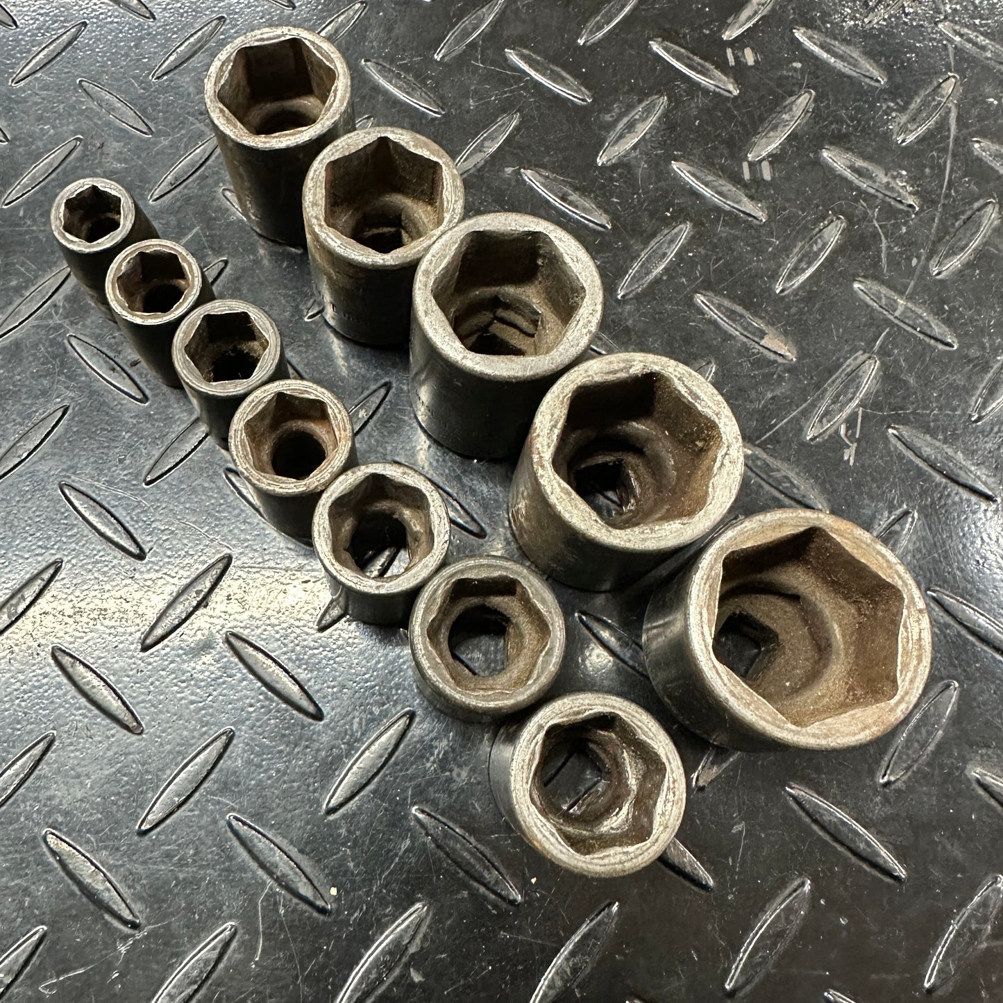 Snap-on 1/2 Drive SAE 6pt Impact Socket 12pc set 1/2" to 1-1/4" 1980s Underline