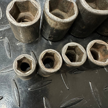 Snap-on 1/2 Drive SAE 6pt Impact Socket 12pc set 1/2" to 1-1/4" 1980s Underline