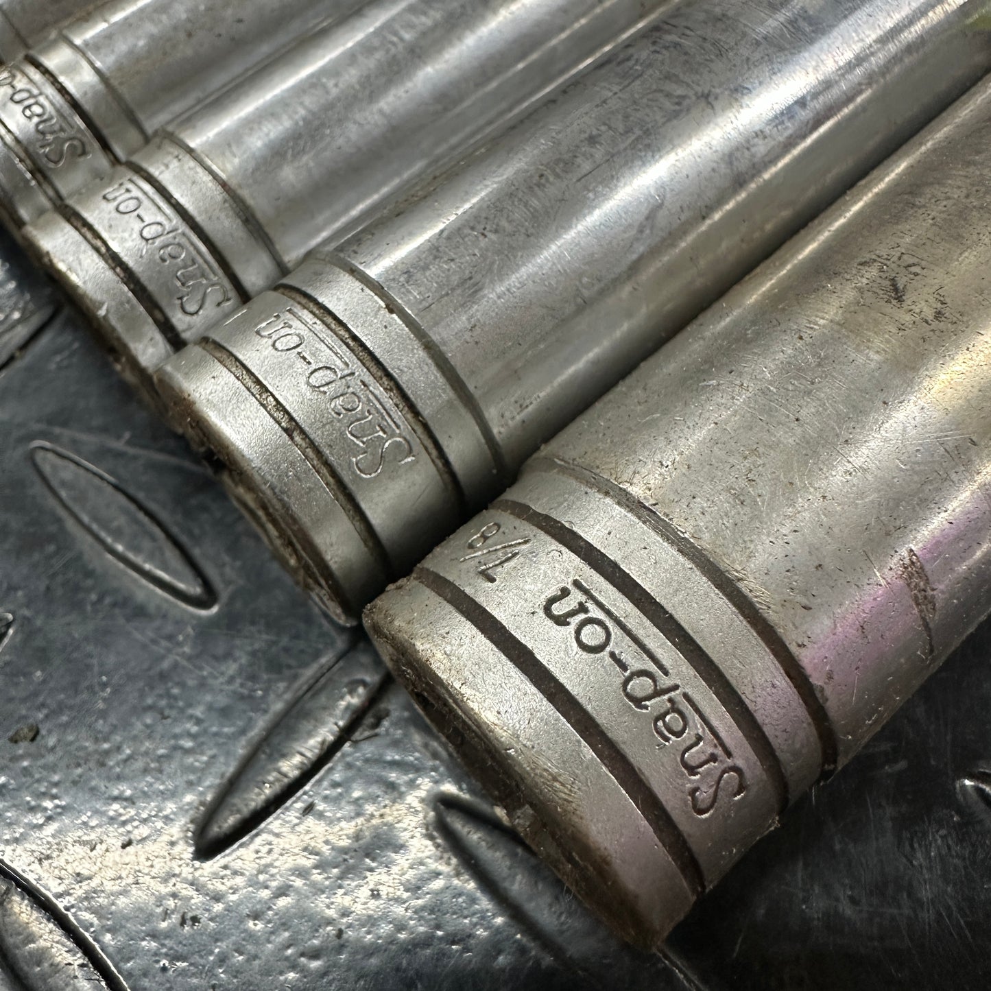 Snap-on 1/2 Drive SAE 6pt Deep Socket 7pc set TS 1/2"-7/8" 1980s Underline