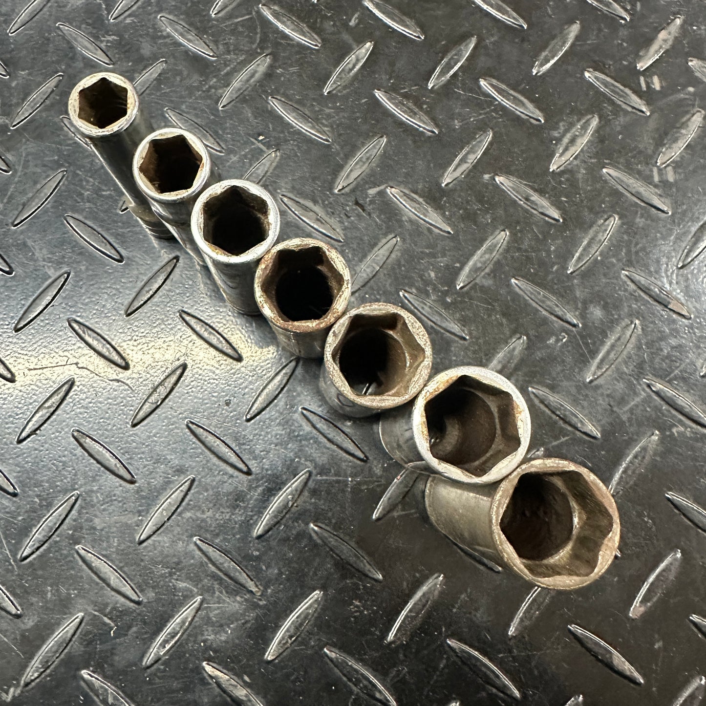 Snap-on 1/2 Drive SAE 6pt Deep Socket 7pc set TS 1/2"-7/8" 1980s Underline