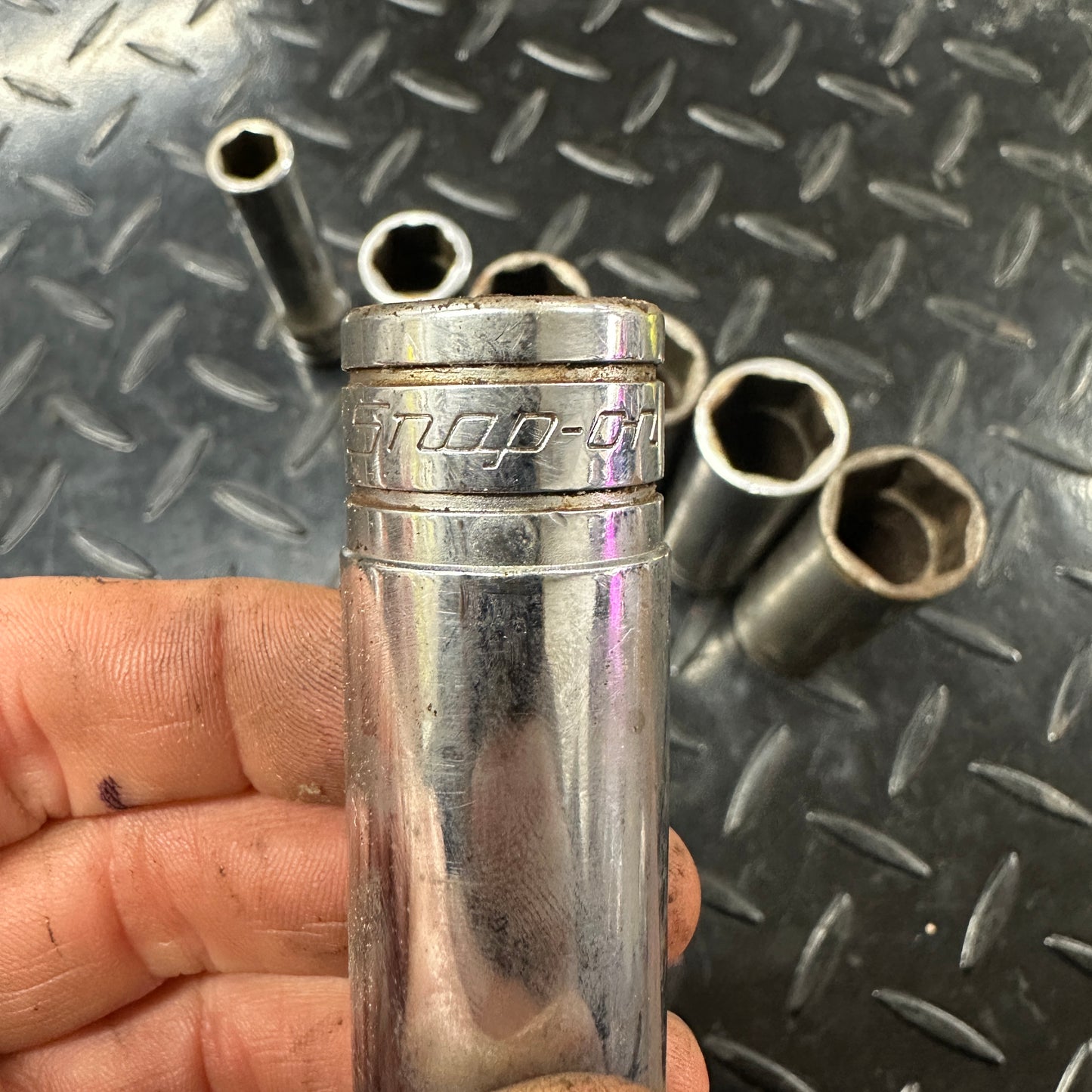 Snap-on 1/2 Drive SAE 6pt Deep Socket 7pc set TS 1/2"-7/8" 1980s Underline