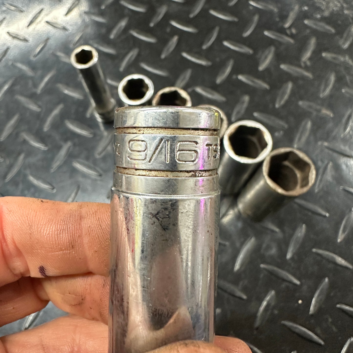 Snap-on 1/2 Drive SAE 6pt Deep Socket 7pc set TS 1/2"-7/8" 1980s Underline