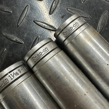 Snap-on 1/2 Drive SAE 12pt Deep Socket 4pc set S- 5/16" 1" 1-1/16" 1-1/8"