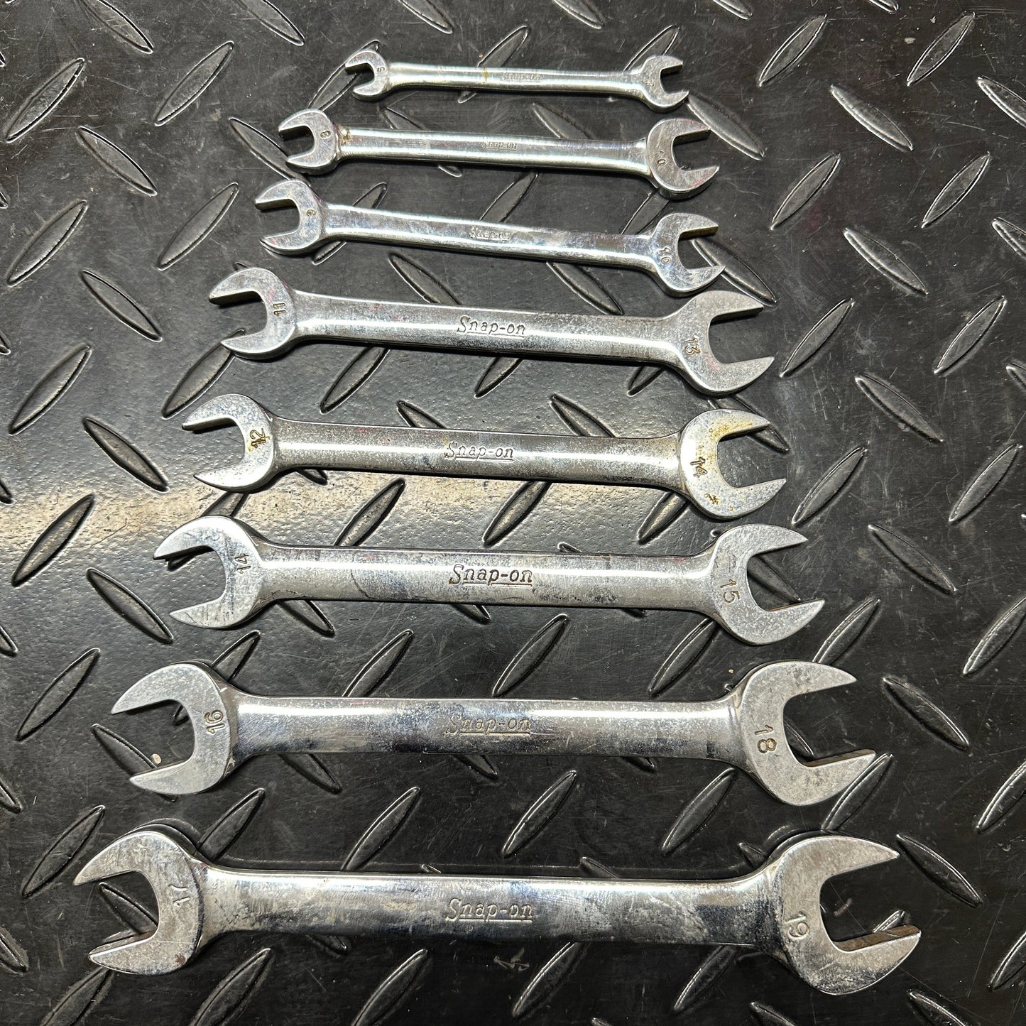 Snap-On Metric Double Open End Wrench Set 8pc 6mm-19mm VOM Underline 1980s