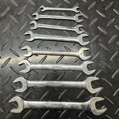 Snap-On Metric Double Open End Wrench Set 8pc 6mm-19mm VOM Underline 1980s