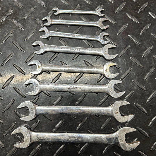 Snap-On Metric Double Open End Wrench Set 8pc 6mm-19mm VOM Underline 1980s