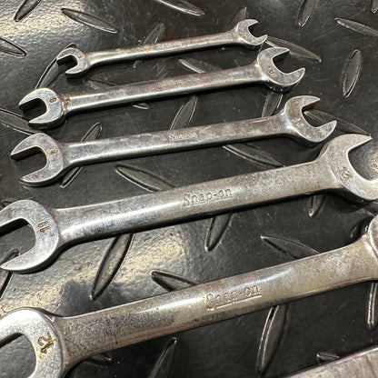 Snap-On Metric Double Open End Wrench Set 8pc 6mm-19mm VOM Underline 1980s