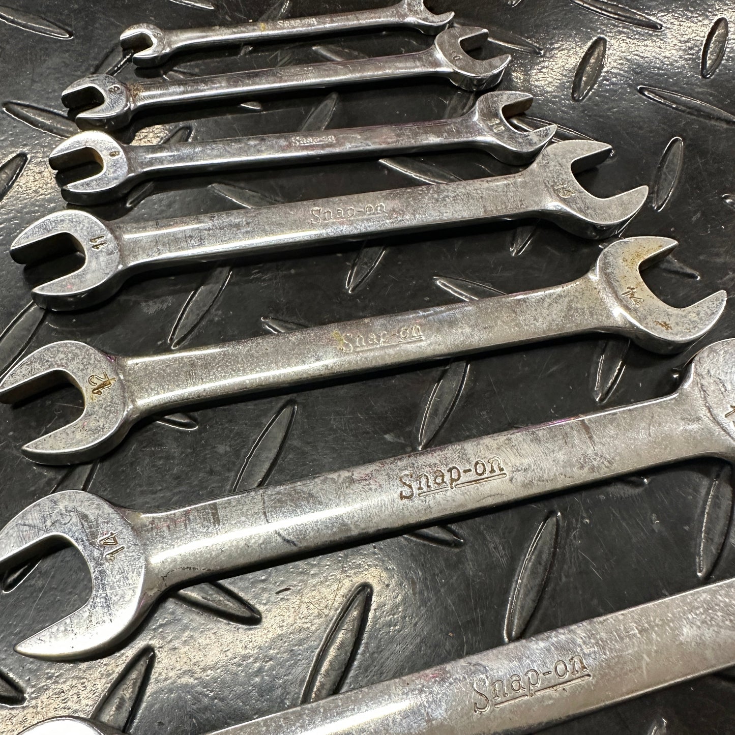 Snap-On Metric Double Open End Wrench Set 8pc 6mm-19mm VOM Underline 1980s