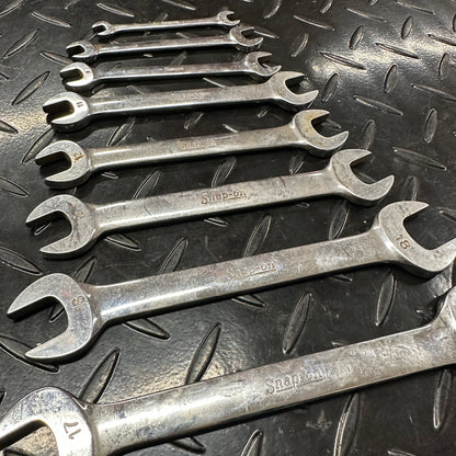 Snap-On Metric Double Open End Wrench Set 8pc 6mm-19mm VOM Underline 1980s