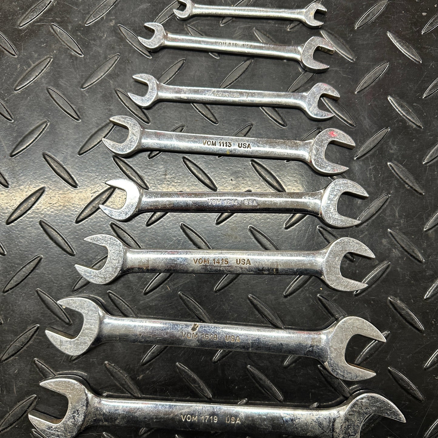 Snap-On Metric Double Open End Wrench Set 8pc 6mm-19mm VOM Underline 1980s