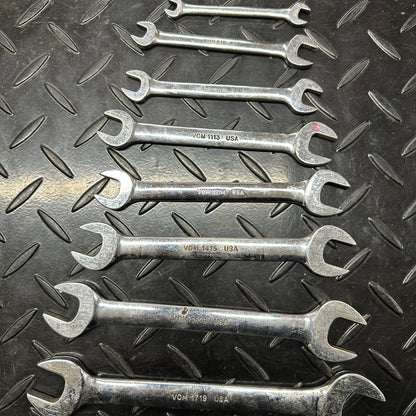 Snap-On Metric Double Open End Wrench Set 8pc 6mm-19mm VOM Underline 1980s