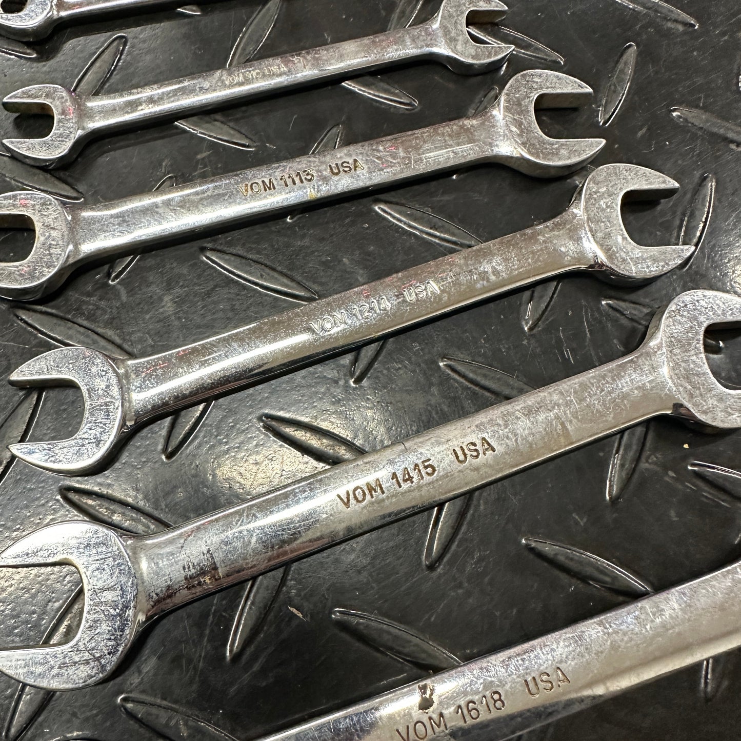 Snap-On Metric Double Open End Wrench Set 8pc 6mm-19mm VOM Underline 1980s