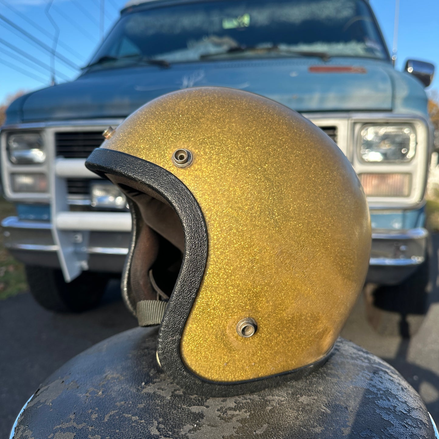 Gold metalflake 3/4 Helmet