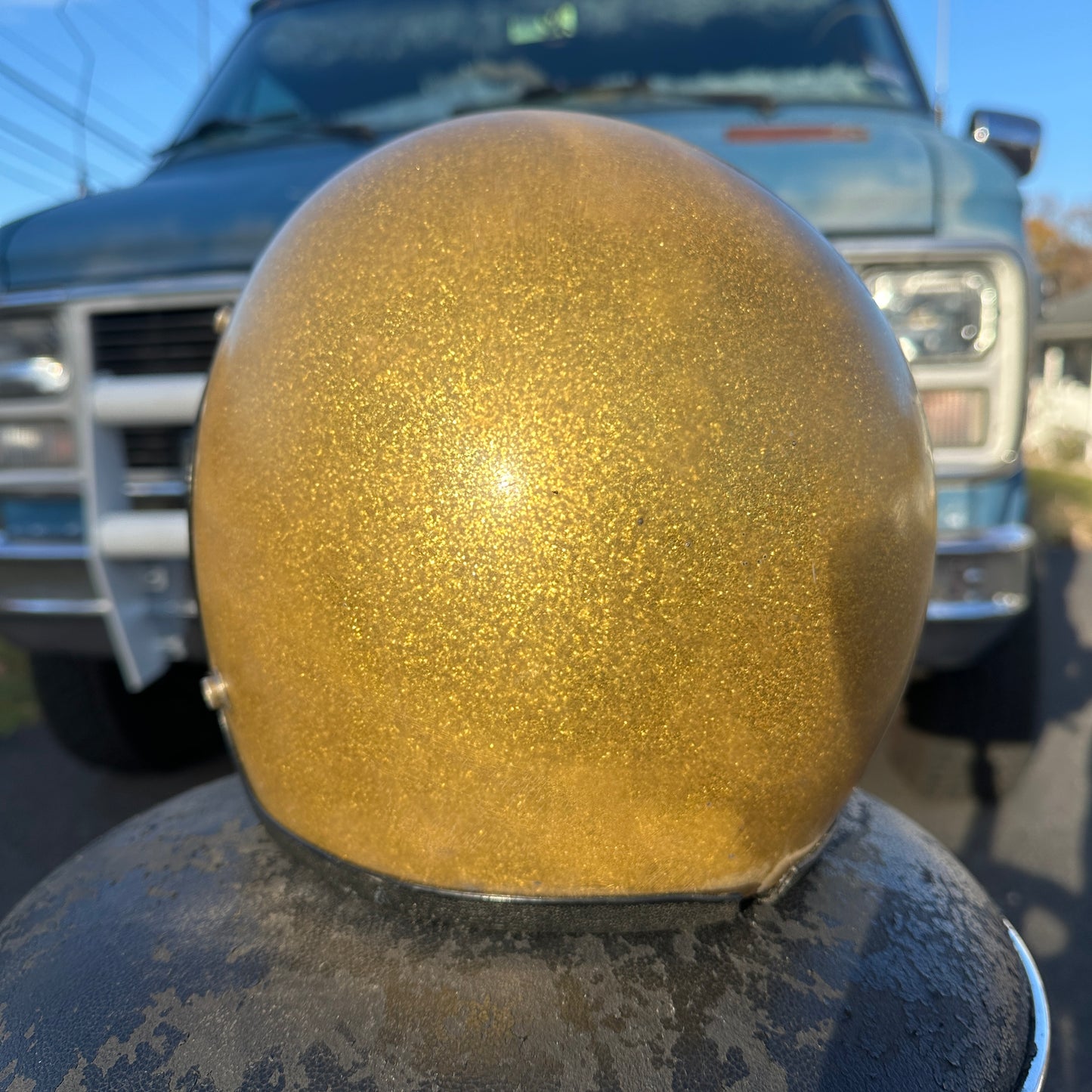 Gold metalflake 3/4 Helmet