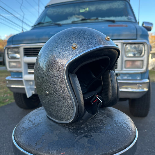 NOS Indie metalflake 3/4 Helmet silver