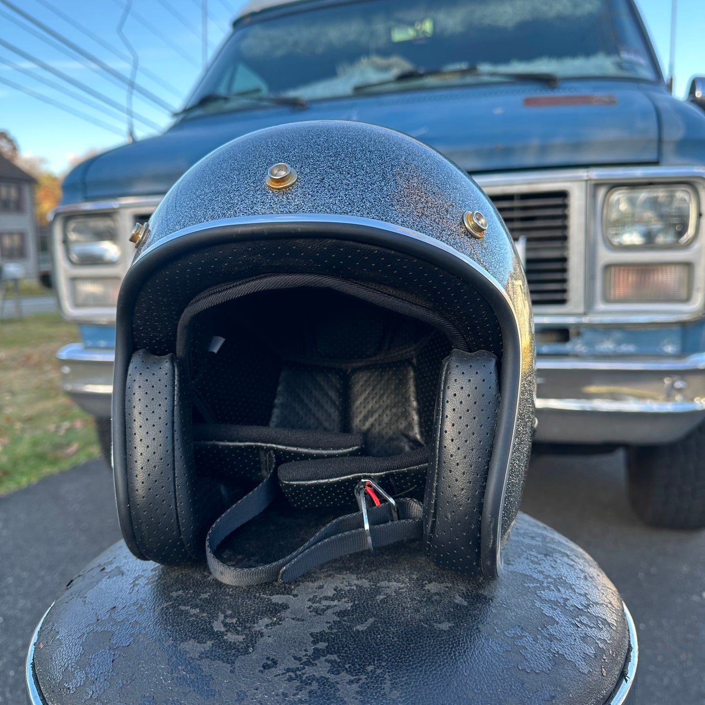NOS Indie metalflake 3/4 Helmet silver