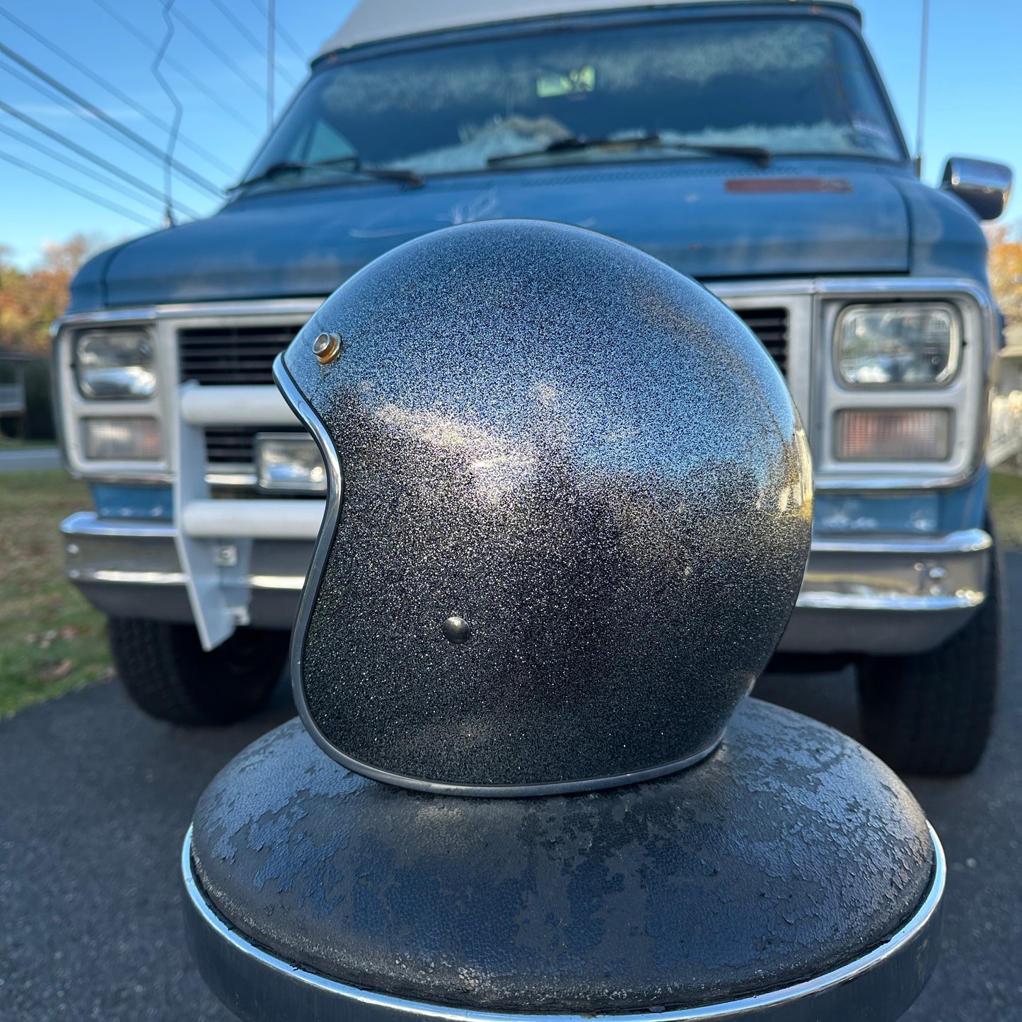 NOS Indie metalflake 3/4 Helmet silver