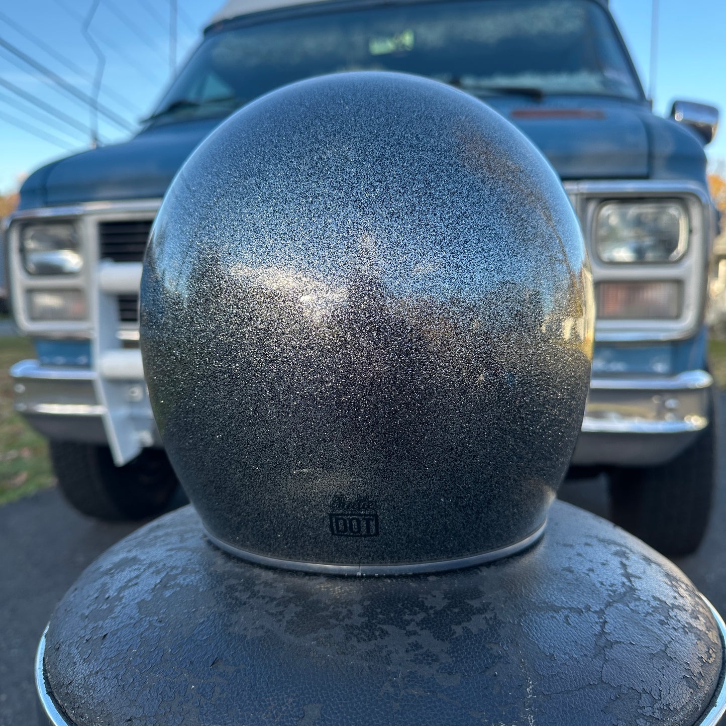 NOS Indie metalflake 3/4 Helmet silver