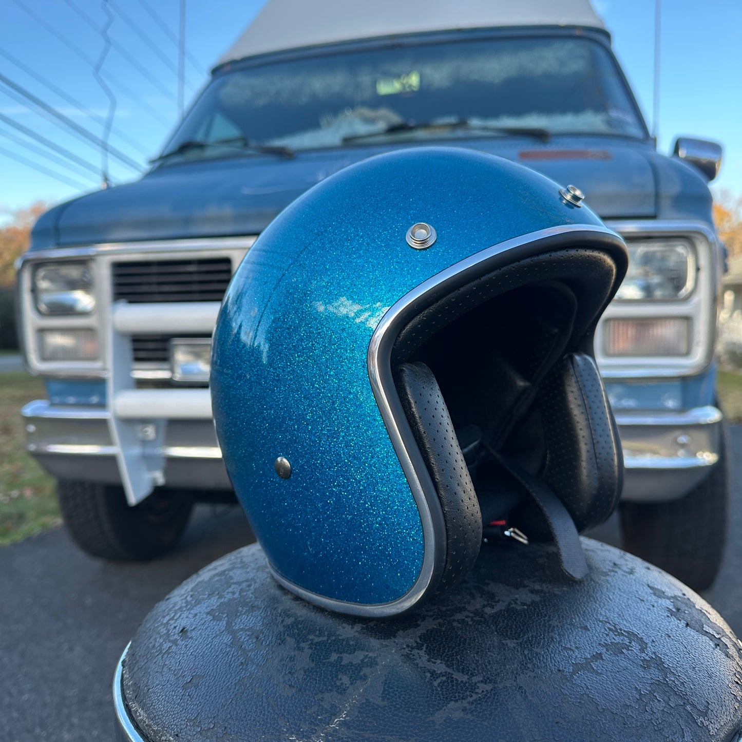 Indie metalflake 3/4 Helmet blue