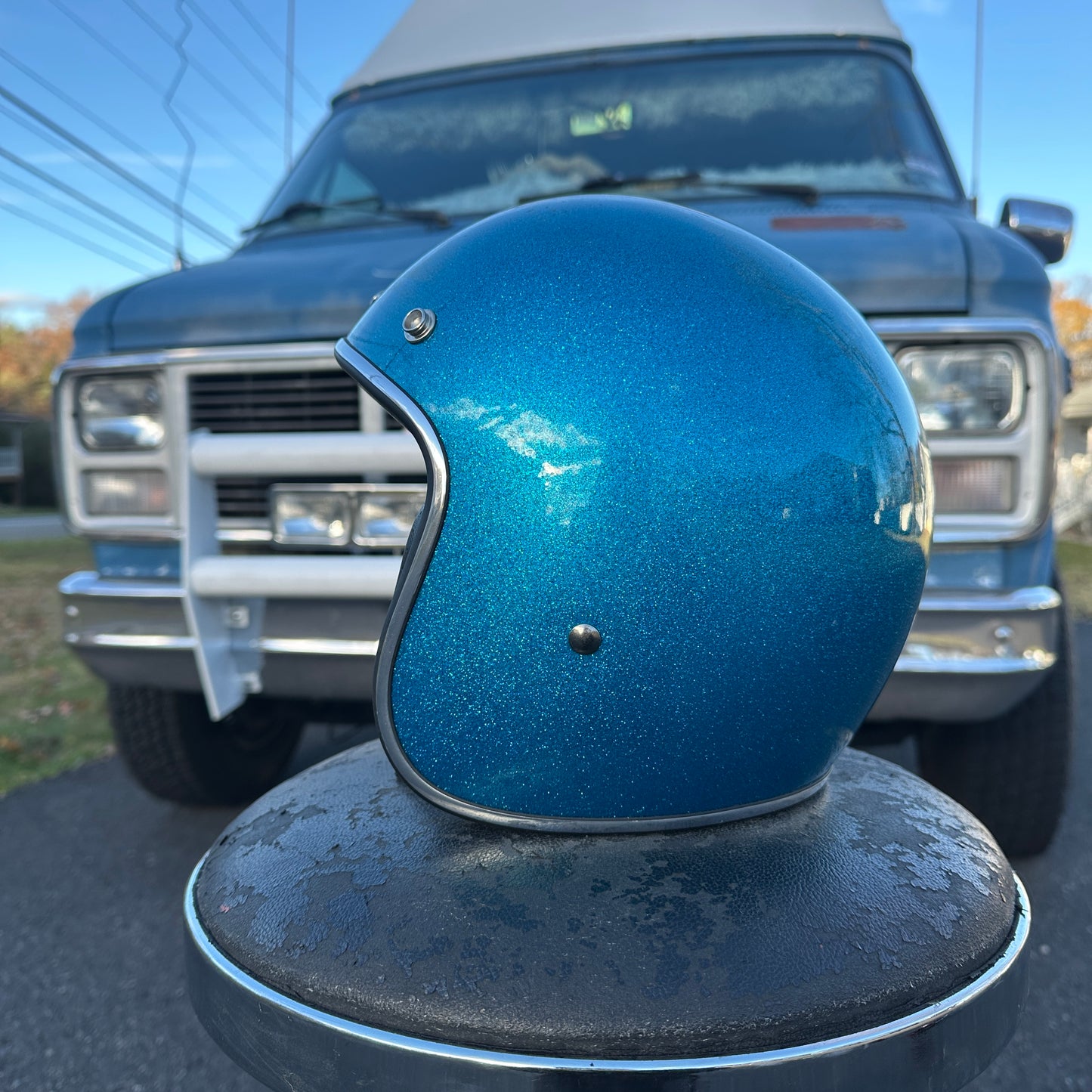 Indie metalflake 3/4 Helmet blue