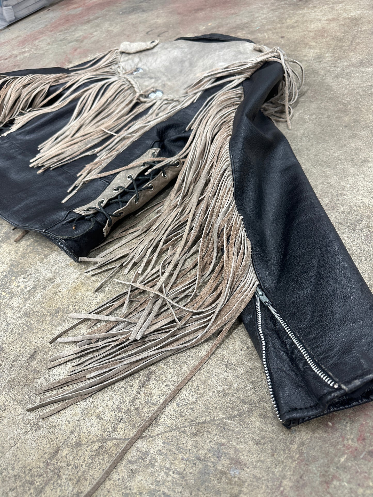 Vintage Fringe Leather Jacket