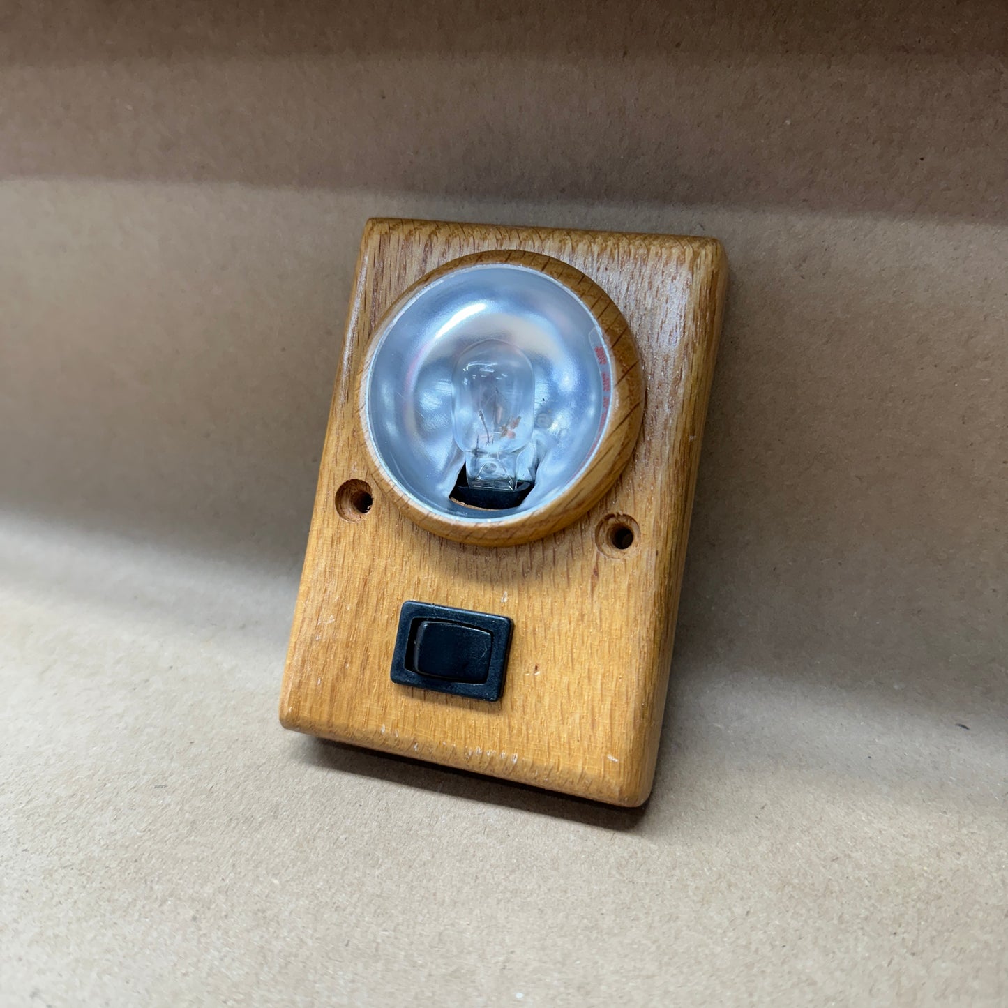 NOS Oak Interior Light with switch