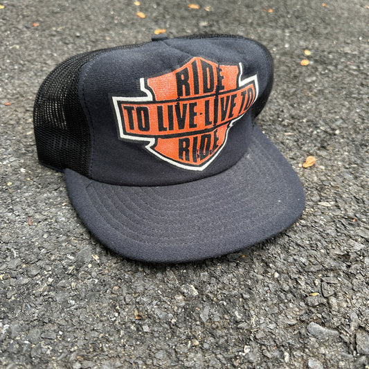 Vintage "Ride to Live, Live To Ride" Trucker Hat - Made in the USA