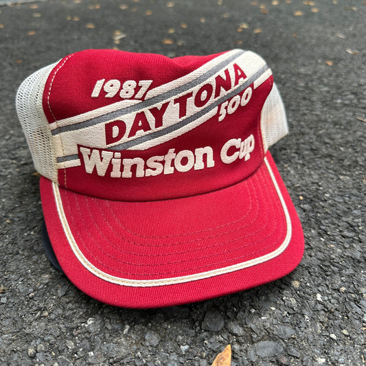 Vintage 1987 Daytona 500 Winston Cup Trucker Hat - Made in USA