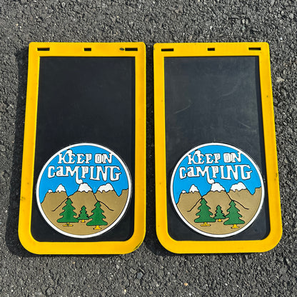 NOS Keep On Camping Mudflaps- Plasticolor 14x8" - Multiple Colors!