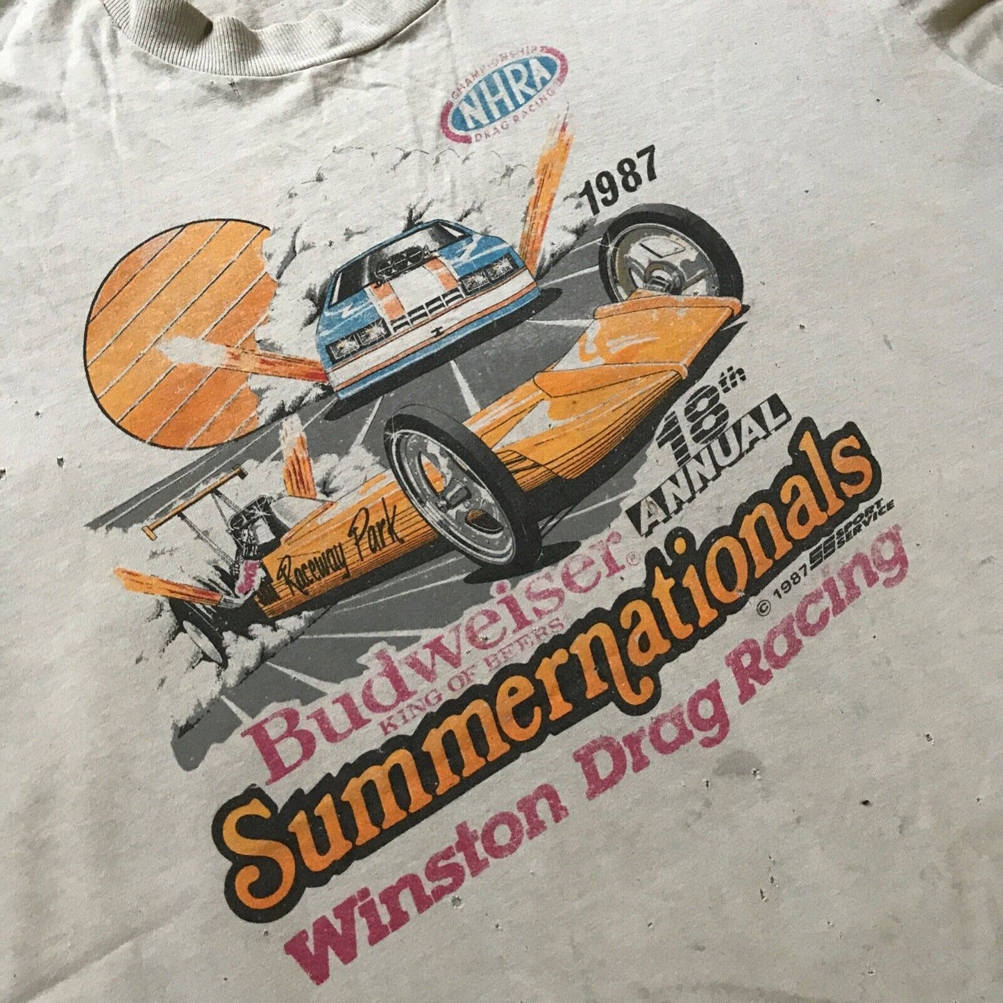 Vintage Budweiser Summernationals Winston Drag Racing 1987 T Shirt