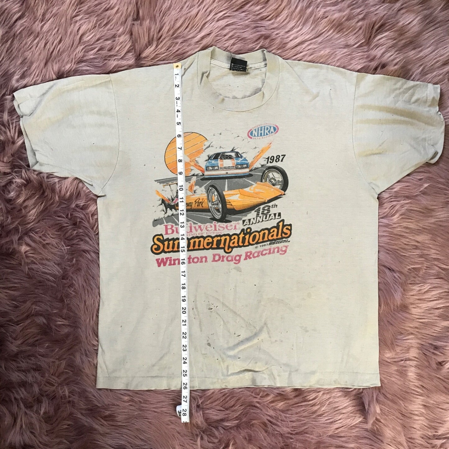Vintage Budweiser Summernationals Winston Drag Racing 1987 T Shirt